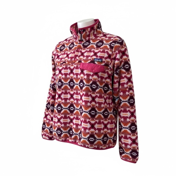 Patagonia Tops - Patagonia Synchilla quarter snap pullover Pink and orange Aztec Print Size Small